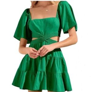 FREE PEOPLE CROSS OF SUNLIGHT MINI IN KELLY GREEN, SIZE SMALL